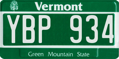 VT license plate YBP934