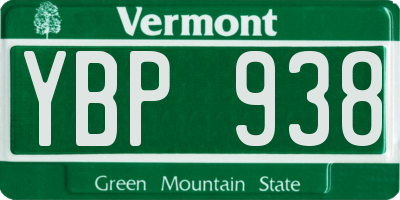 VT license plate YBP938
