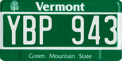 VT license plate YBP943
