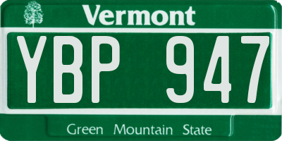 VT license plate YBP947