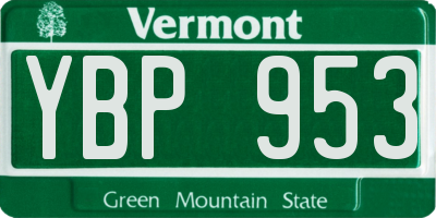 VT license plate YBP953