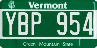 VT license plate YBP954