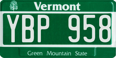 VT license plate YBP958