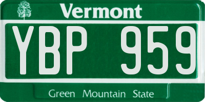 VT license plate YBP959