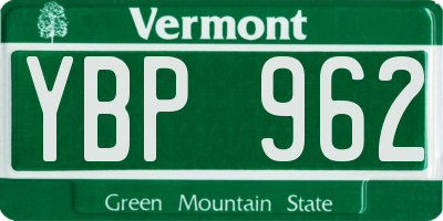 VT license plate YBP962