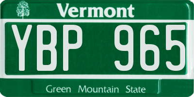 VT license plate YBP965