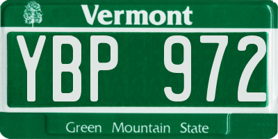 VT license plate YBP972