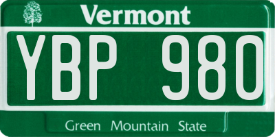 VT license plate YBP980