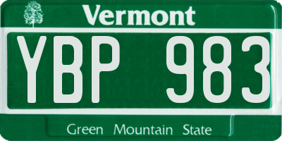 VT license plate YBP983