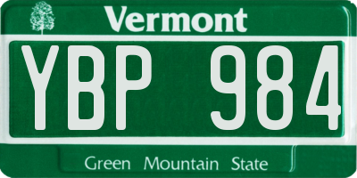 VT license plate YBP984