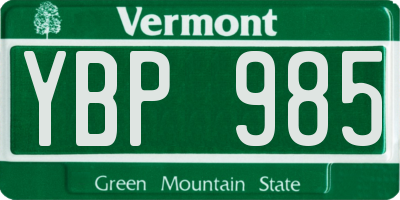 VT license plate YBP985