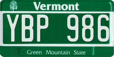 VT license plate YBP986