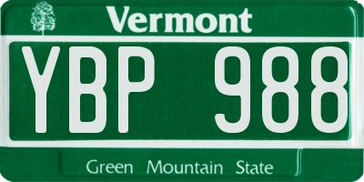 VT license plate YBP988