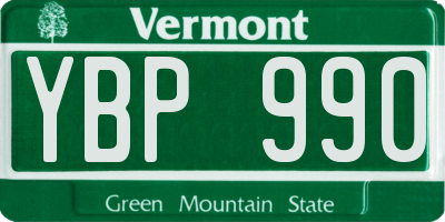 VT license plate YBP990