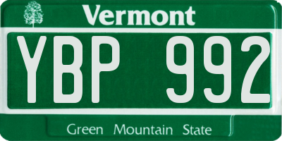 VT license plate YBP992