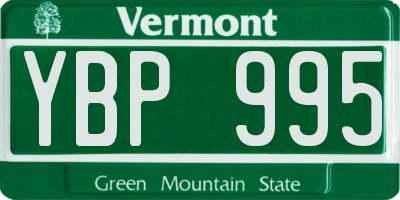 VT license plate YBP995