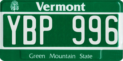 VT license plate YBP996