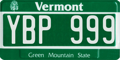 VT license plate YBP999