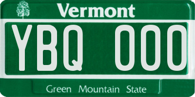 VT license plate YBQ000