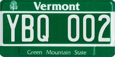 VT license plate YBQ002