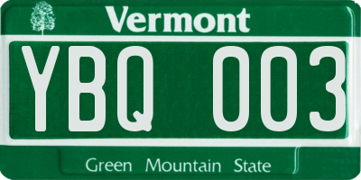VT license plate YBQ003
