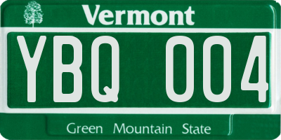 VT license plate YBQ004