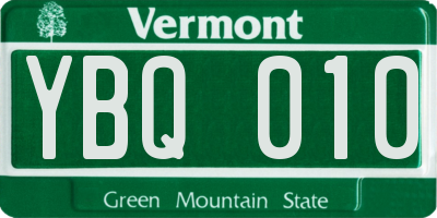VT license plate YBQ010