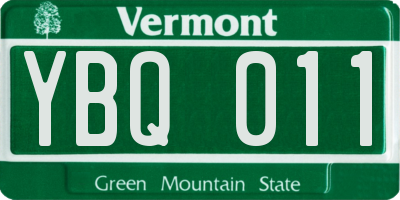 VT license plate YBQ011