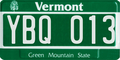VT license plate YBQ013