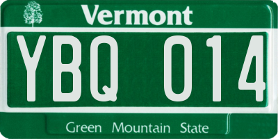 VT license plate YBQ014