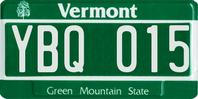 VT license plate YBQ015