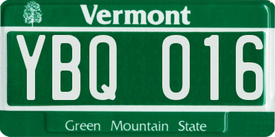 VT license plate YBQ016