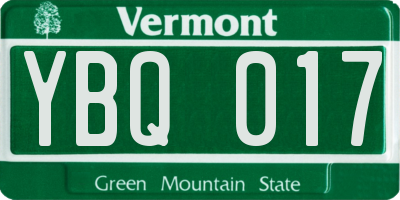 VT license plate YBQ017