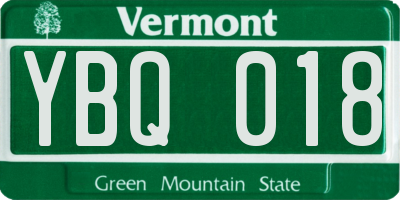 VT license plate YBQ018