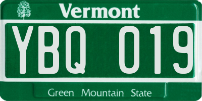 VT license plate YBQ019