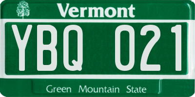 VT license plate YBQ021