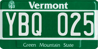 VT license plate YBQ025
