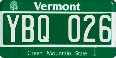 VT license plate YBQ026
