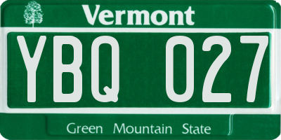 VT license plate YBQ027