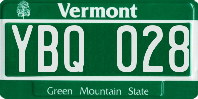 VT license plate YBQ028