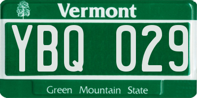 VT license plate YBQ029
