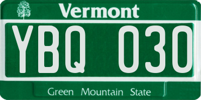 VT license plate YBQ030