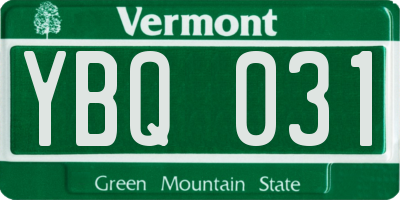 VT license plate YBQ031