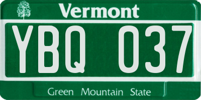 VT license plate YBQ037