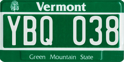 VT license plate YBQ038
