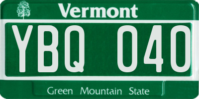 VT license plate YBQ040