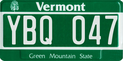 VT license plate YBQ047