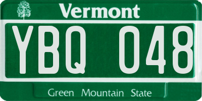 VT license plate YBQ048