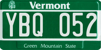 VT license plate YBQ052