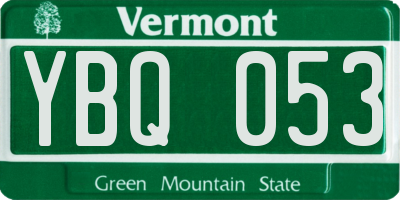 VT license plate YBQ053